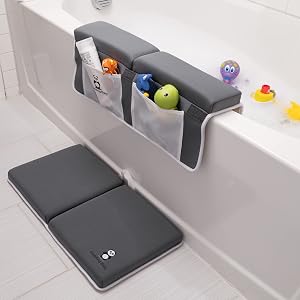 Bath Kneeler and Elbow Rest Pad Set - 2PC Premium Baby Bath Mat Set - Non-Slip Kneeling Pad