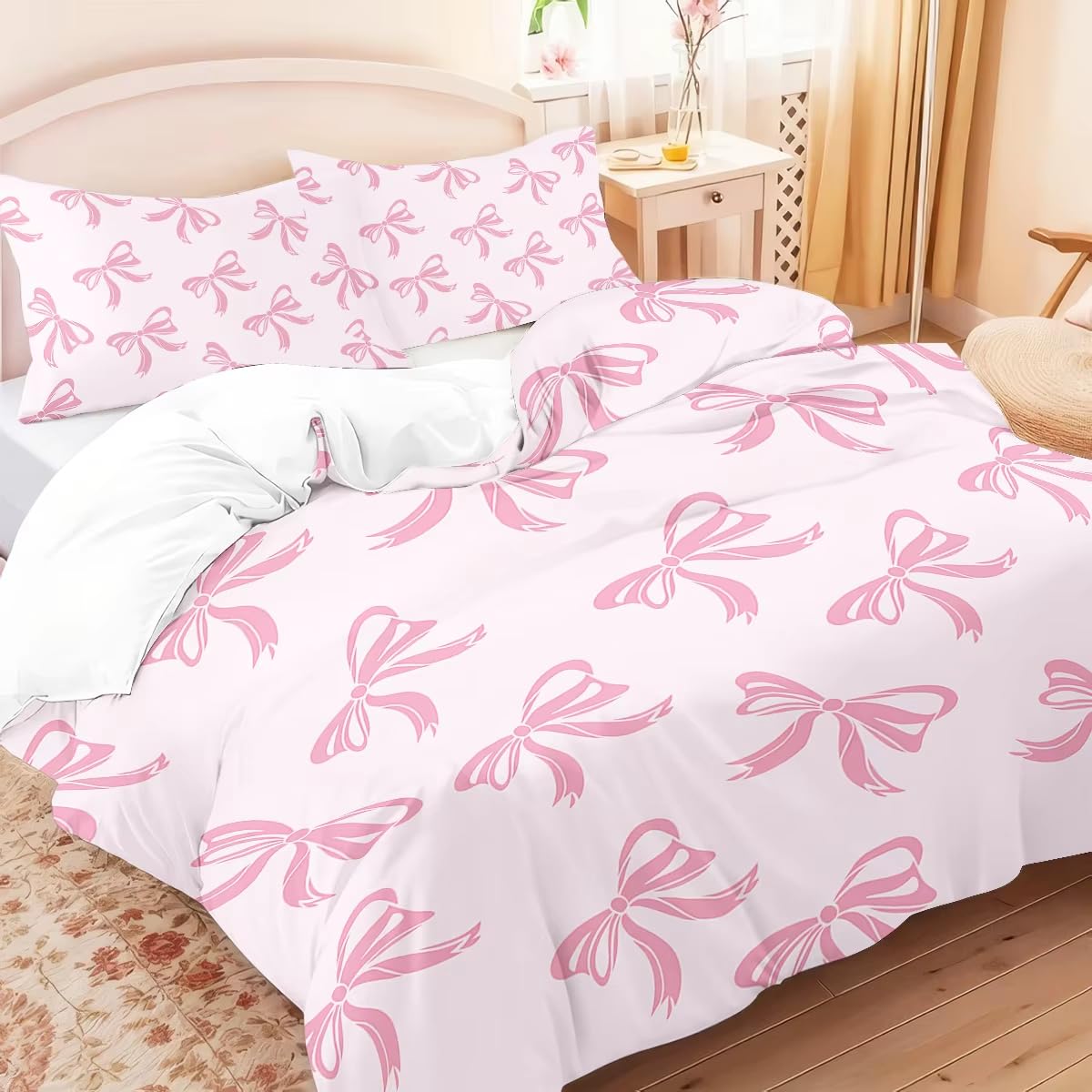 Housse de couette papillon 240x260 cm avec 2 taies d'oreiller pour lit double