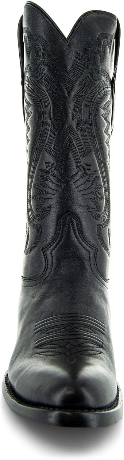 Soto Boots Mens Classic Round Toe Cowboy Boots H7001 9.5 Black