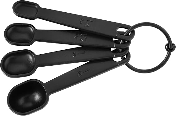 8-Piece Measuring Cup & Spoon Set, Raised Measurements, Black, Polypropylene