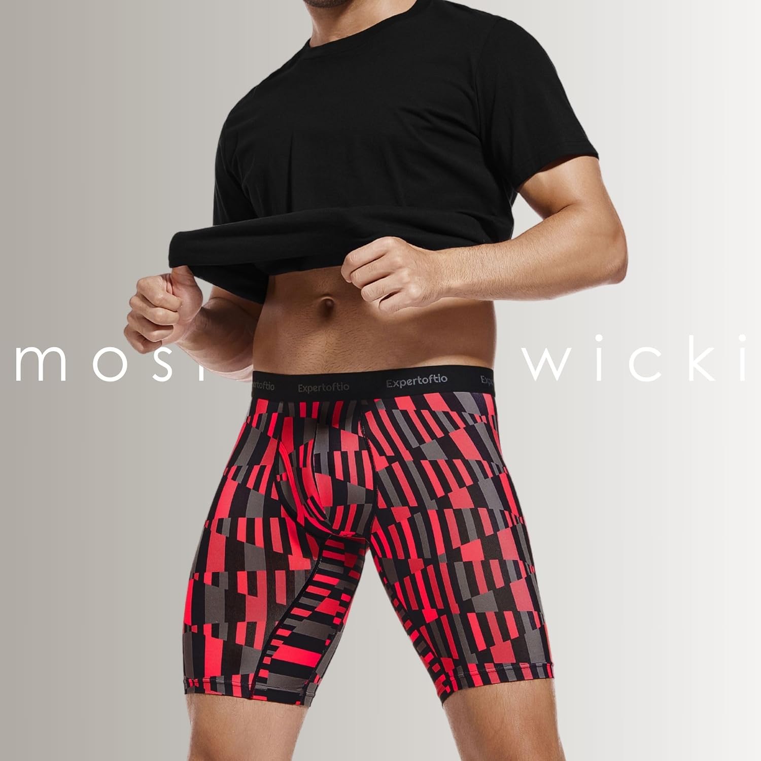 Men's Underwear 9 Inch Long Leg Boxer Briefs for Men, Performance, Moisture Wicking Pack, Anting Chafing, Fly - Image 2