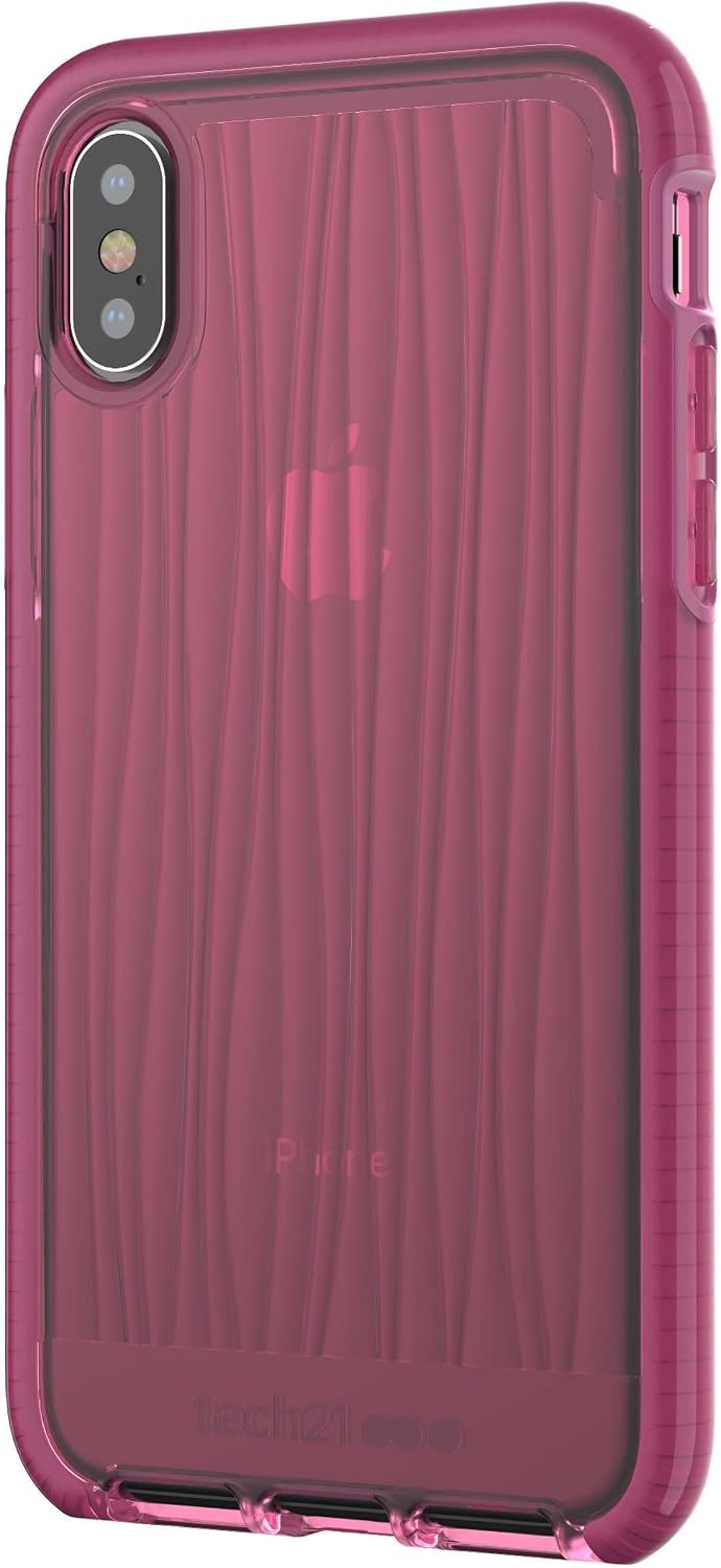 tech21 Evo Wave Phone Case for Apple iPhone X and Xs with 10 Foot Drop Protection, Burgundy