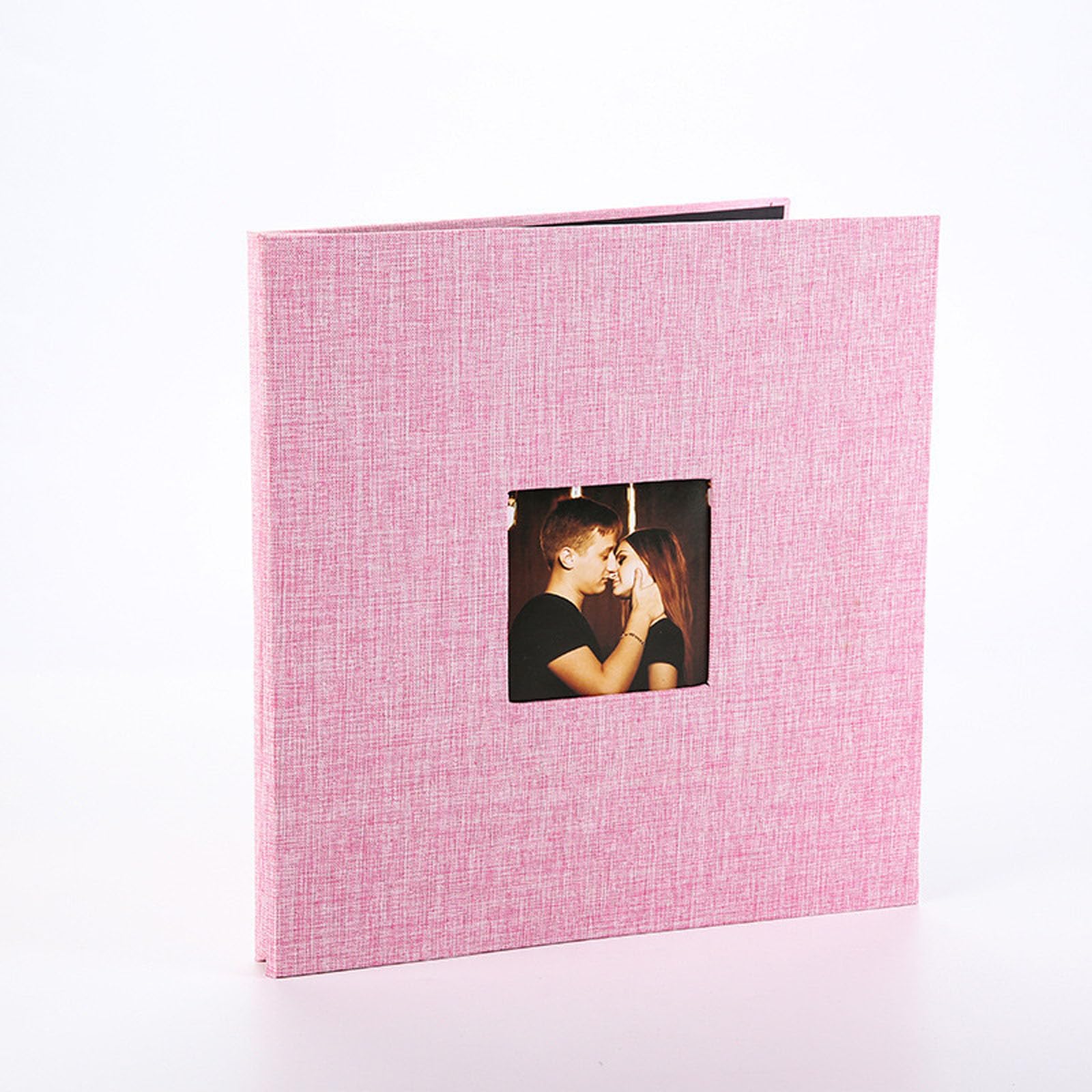 Álbum de fotos adhesivo con cubierta de lino y ventana para bodas, viajes, cumpleaños, recuerdos, regalo de 40 páginas