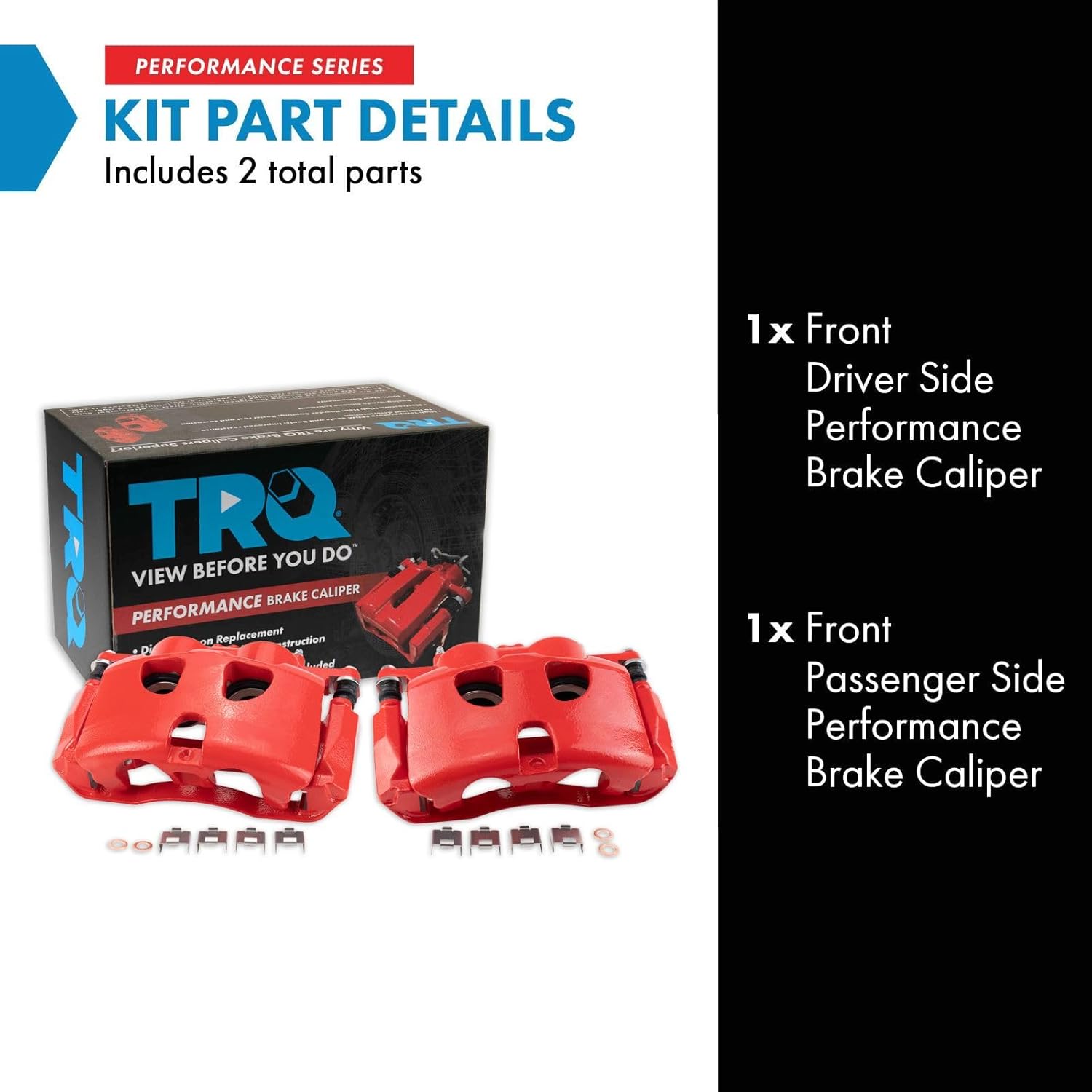 TRQ Performance Front Driver and Passenger Side Brake Caliper Set Caliper Brackets Hardware Compatible with 12-17 Ford F-150 18-20 F-150 without Police Package