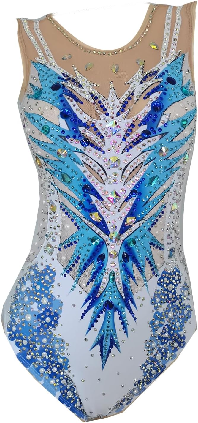 LIUHUO Women's Blue Synchronized Swimming Suit for Water Sports Competition Swimsuit for Performance