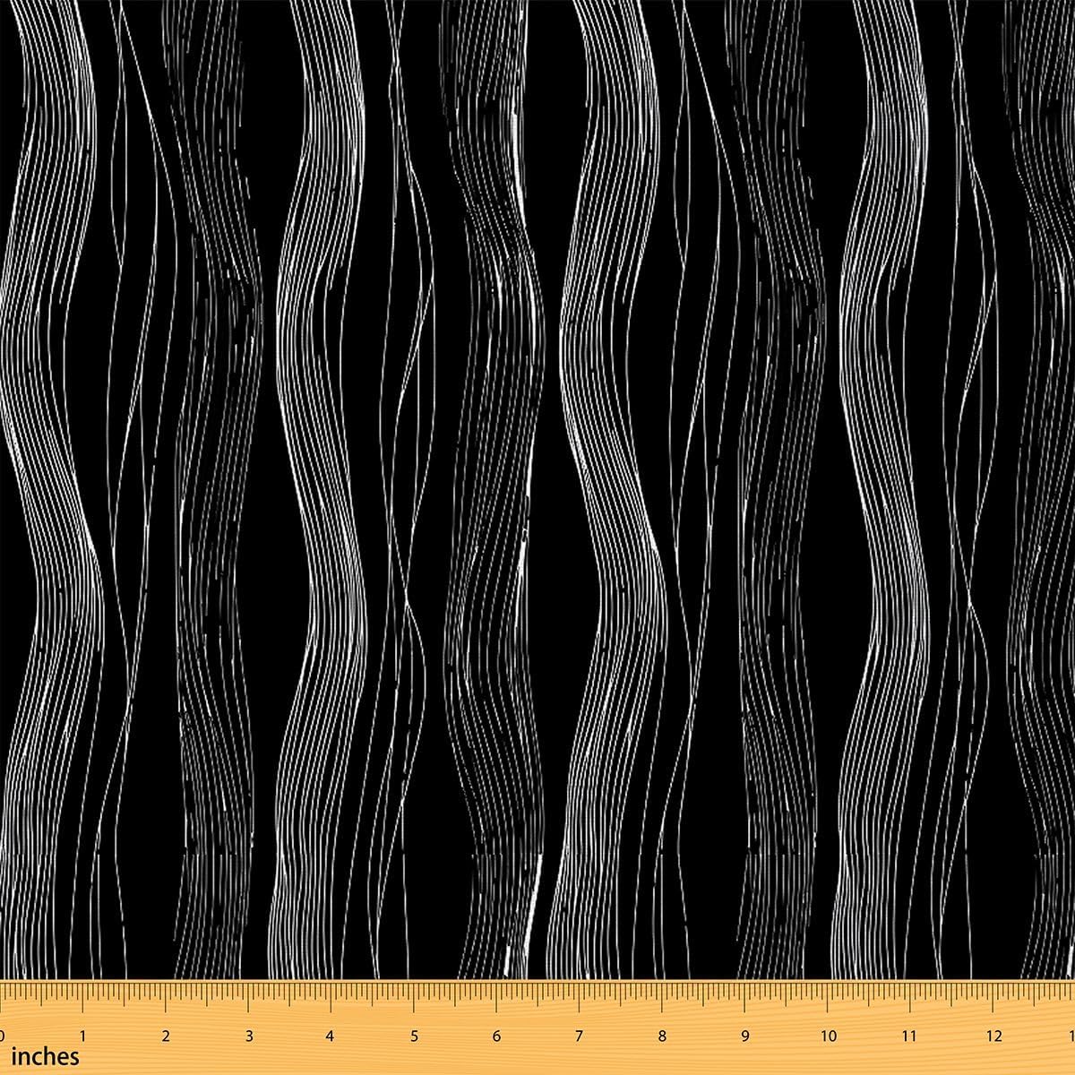 Black White Fabric by The Yard Kids Geometric Abstract Decorative Waterproof Outdoor Fabric Boys Girls Adults Stripes Upholstery Fabric for Chairs Wave Lines Reupholstery Fabric Decor 5 Yards