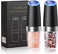 Vista 10 de FORLIM Gravity - Juego de molinillo eléctrico de sal y pimienta, recargable por USB, capacidad grande de 9 onzas, molinillo de sal, molienda