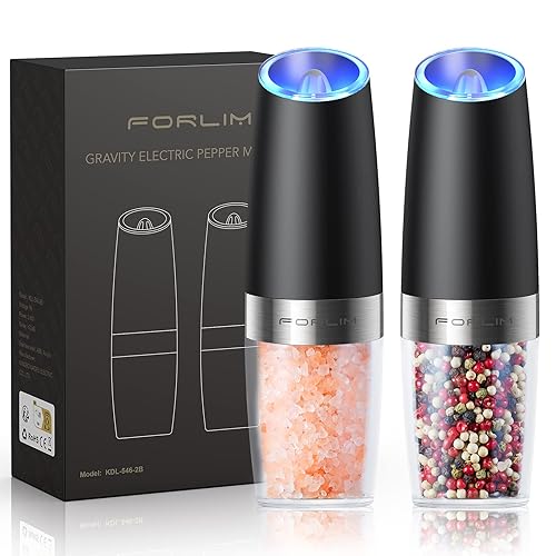 FORLIM Gravity Electric Salt and Pepper Grinder Set, Automatic Pepper