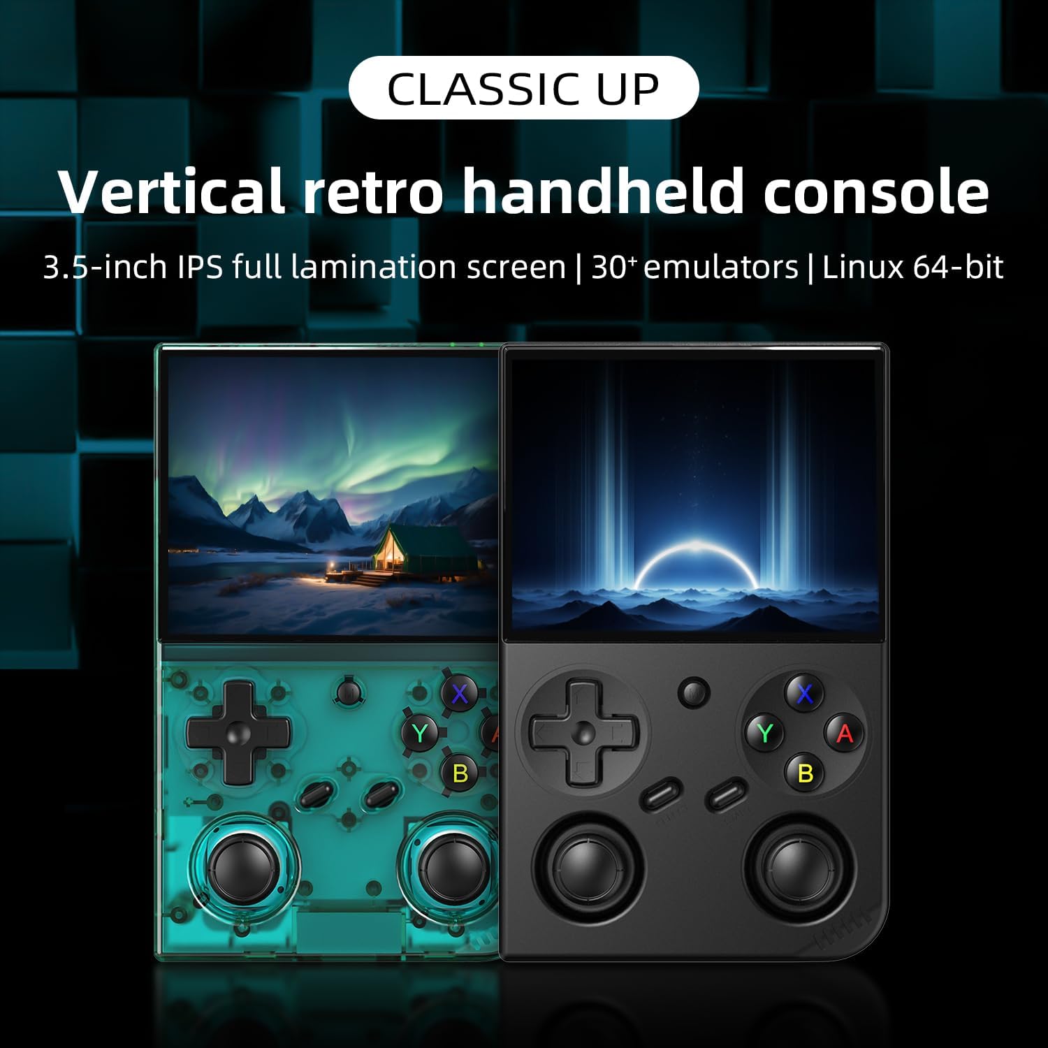 Classic Up Retro Handheld Game Console,Portable Game with 3.5 Inch IPS Screen,with 64G TF Card Pre-Installed 4353 Games Supports 5G WiFi Bluetooth HDMI and TV Output 35XXPRO Green