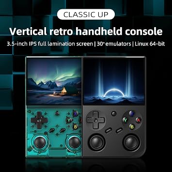 Retro Handheld Game Console Linux System 64GB Card 3.5'' IPS Screen Pre-Installed 4353+ Games 3200mAH Battery Support WiFi Bluetooth HD Output RG35XX Pro Black