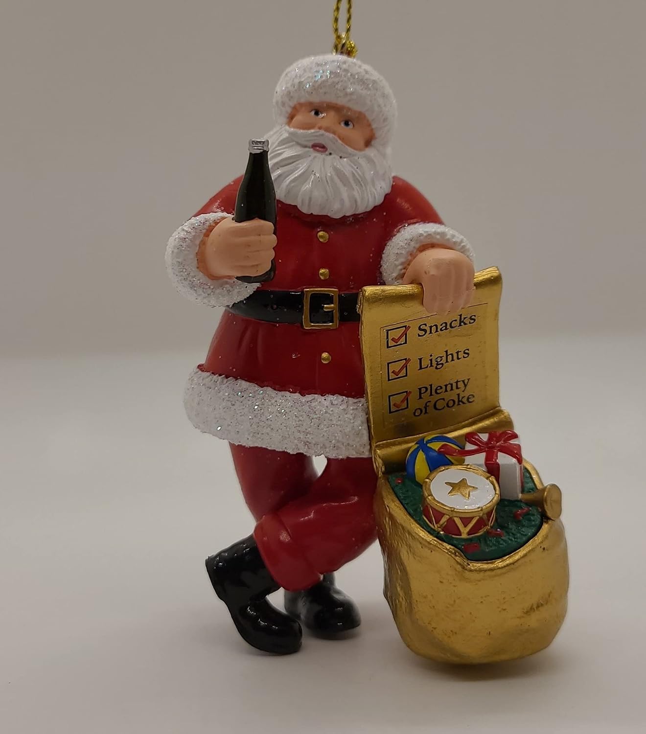 Kurt Adler Ornamento Coca-Cola Babbo Natale Con Bottiglia - Decorazione Albero Di Natale, Altezza 10 Cm (4 Pollici), Plastica, Licenza Ufficiale