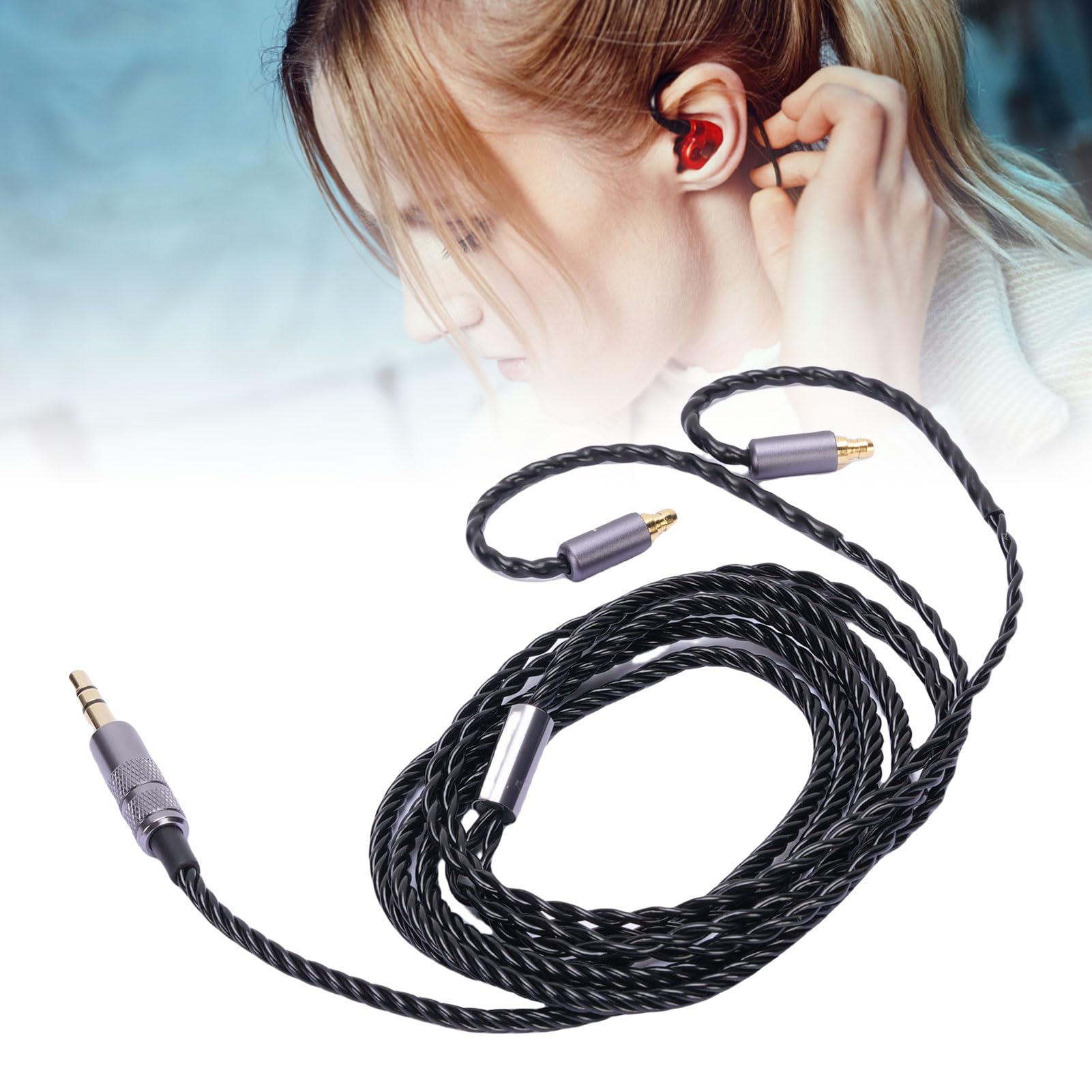 ASHATA Ersatz-Audiokabel, Upgrade-Kopfhörerkabel für IE 100, IE400, IE 500, IE100 Pro, IE400 Pro, IE 500 Pro, Kopfhörer-Soundkabel, 3,5-mm-Stereostecker