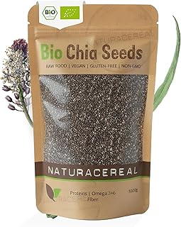 Chia Samen Bio 1 kg – Naturacereal Bio Chiasamen – Vegan, glutenfrei & ballaststoffreich – Hochwertiges Superfood mit Omega-3 & pflanzlichem Protein – perfekt für Smoothies, Müsli & Backen