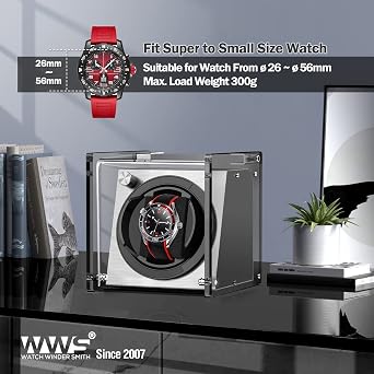 Watch Winder Smith Automatic Watch Winder for 1 Watch, with a 12-Point Stop Function, 4 Rotation Modes and a Super Quiet Japanese Motor
