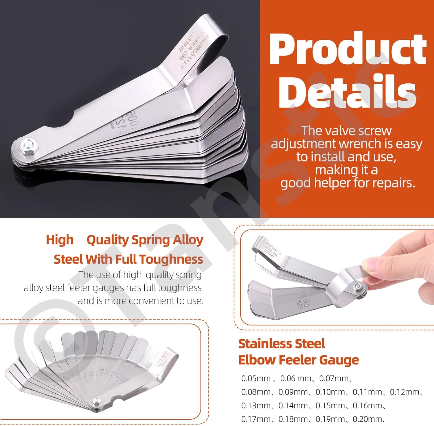 Tanstic 4Pcs Motorcycle Engine Valve Adjustment Tool Set, 8mm 9mm 10mm Valve Screw Spanner, Engine Valve Screw Repair Wrench, Valve Adjusting Square Hexagonal Spanner with Offset Feeler Gauge