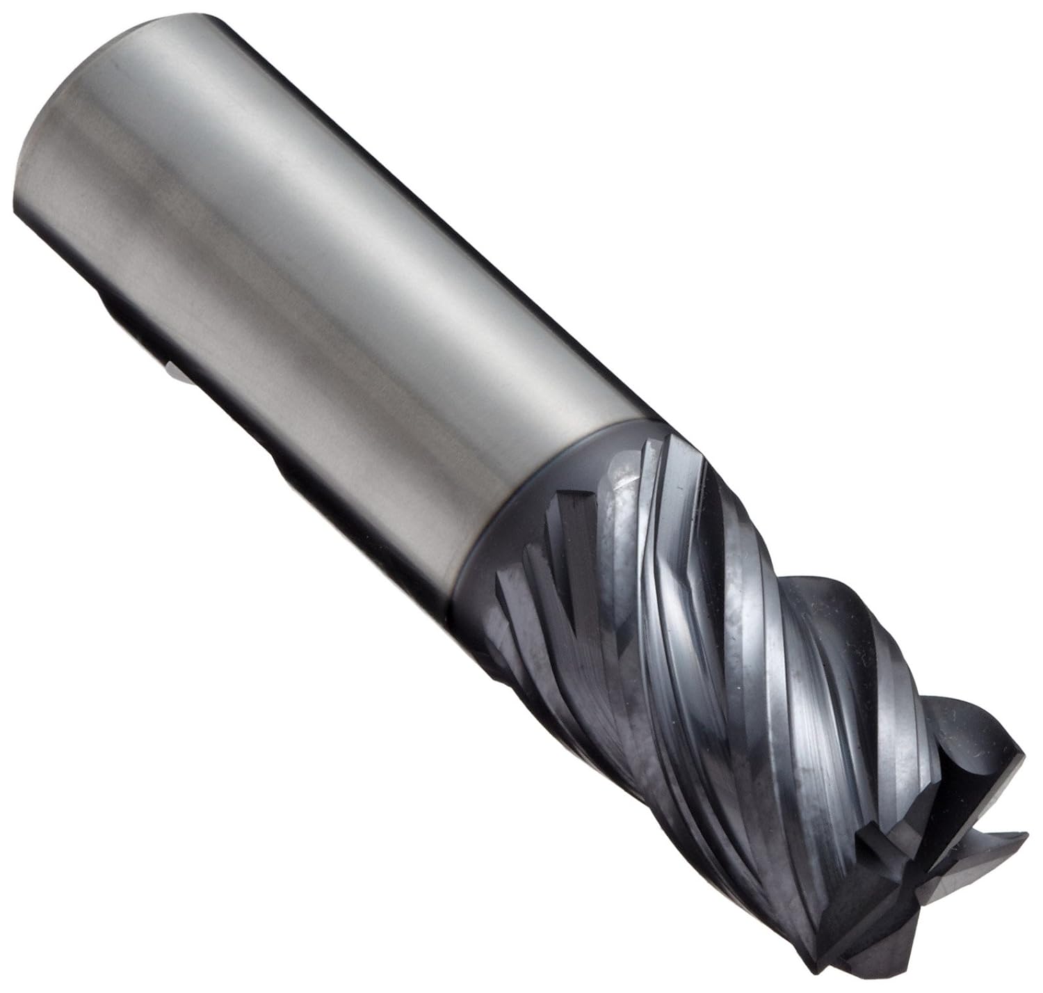 YG-1 EMB77 Carbide Square Nose End Mill, Vibration Resistant, Weldon Shank, AlTiN Monolayer Finish, Non-Center Cutting, 5 Flutes, 4" Overall Length, 1" Cutting Diameter, 1" Shank Diameter