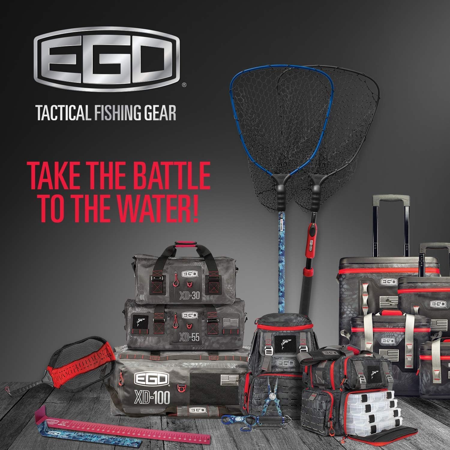 EGO S1 Genesis Modular Fishing Landing Net, Floating Aluminum Handle with Interchangeable Net Head System, Lightweight Kayak & Bank Fishing Net, Minimal Drag Design