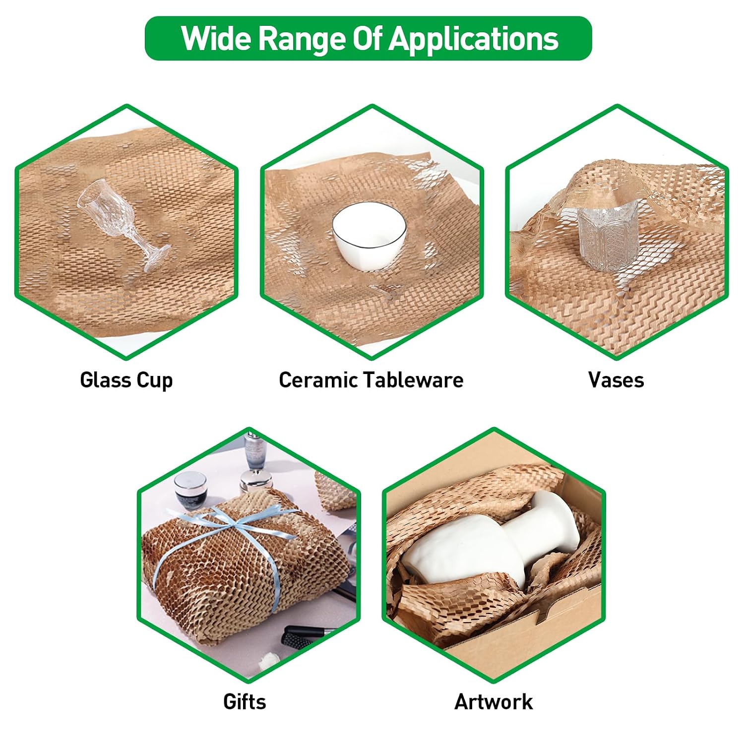 MAXECHO 50 Sheets Honeycomb Packing Paper Expanded Size 14" × 20" Unexpanded Size 17.5" × 13.5" Bubble Cushioning Wrap for Moving Shipping Products Gifts Wrapping Essential Packaging Material Supplies image 3