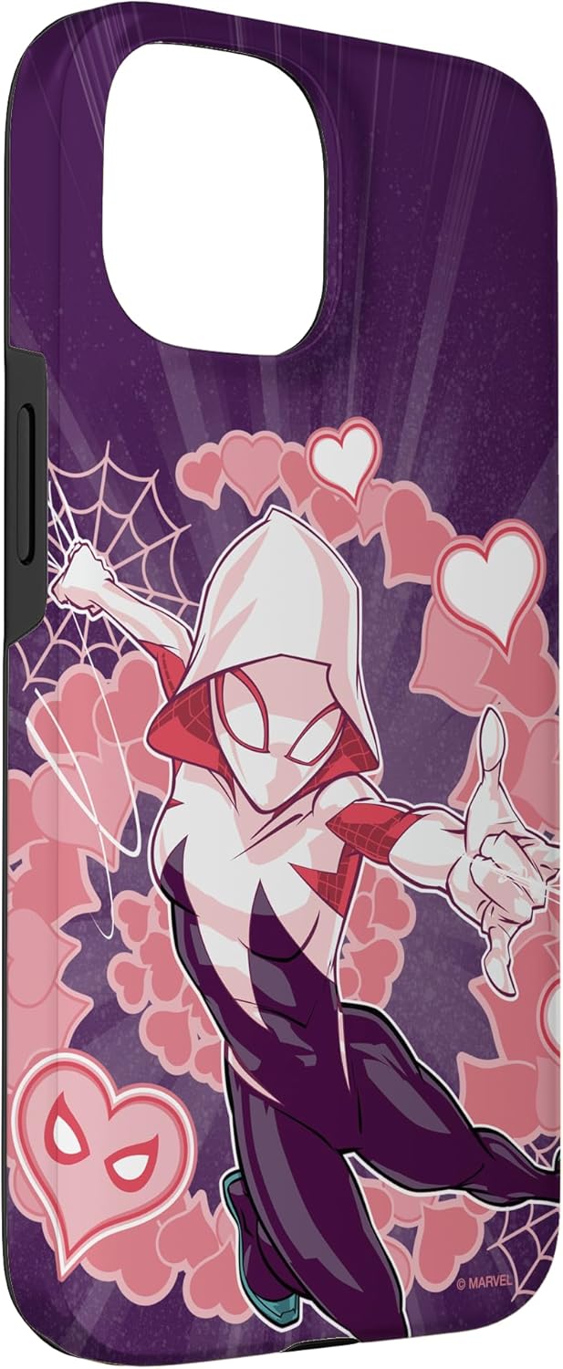 Marvel Spider-Man Into the Spider-Verse Gwen Stacy Hearts Case for iPhone 15
