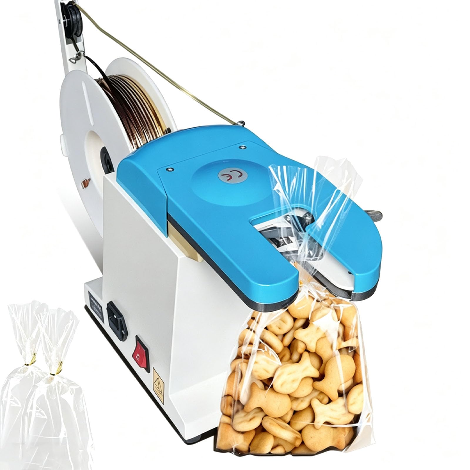 Fcttcd Automatic Bread Bag Twist Tie Machine, Toast Bag Twisting Tie Machine, Bundling Diameter 0.1-1.2mm, For Sealing Plastic Film Bags Such As Bread, Toys, Candy, Etc.（110v/220v）