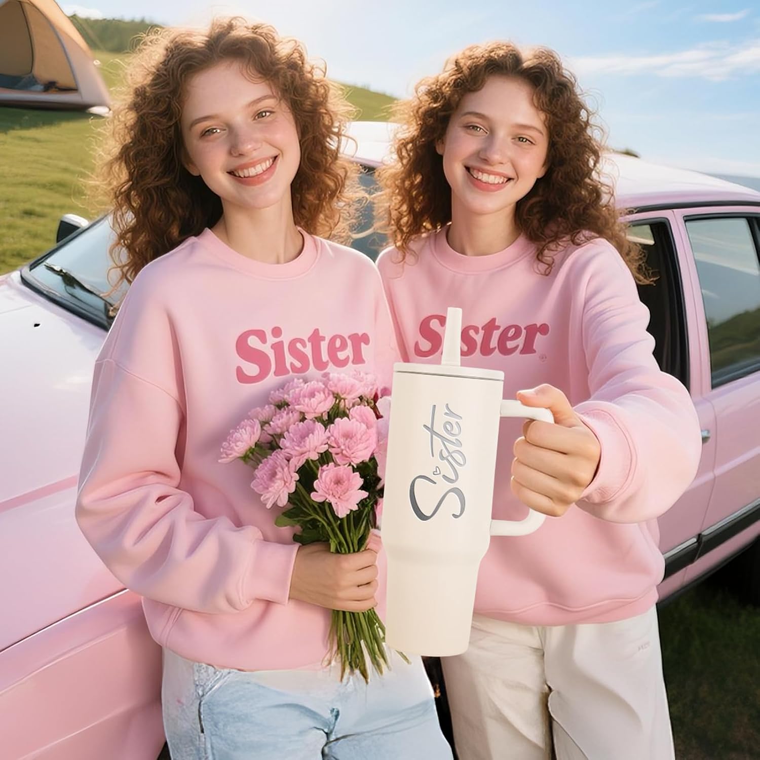 Sister Tumbler 40 oz Cup with Lids Straws Unique Sister in Law Birthday Gifts Present for Thanksgiving Christmas Wedding from Brother - Image 4