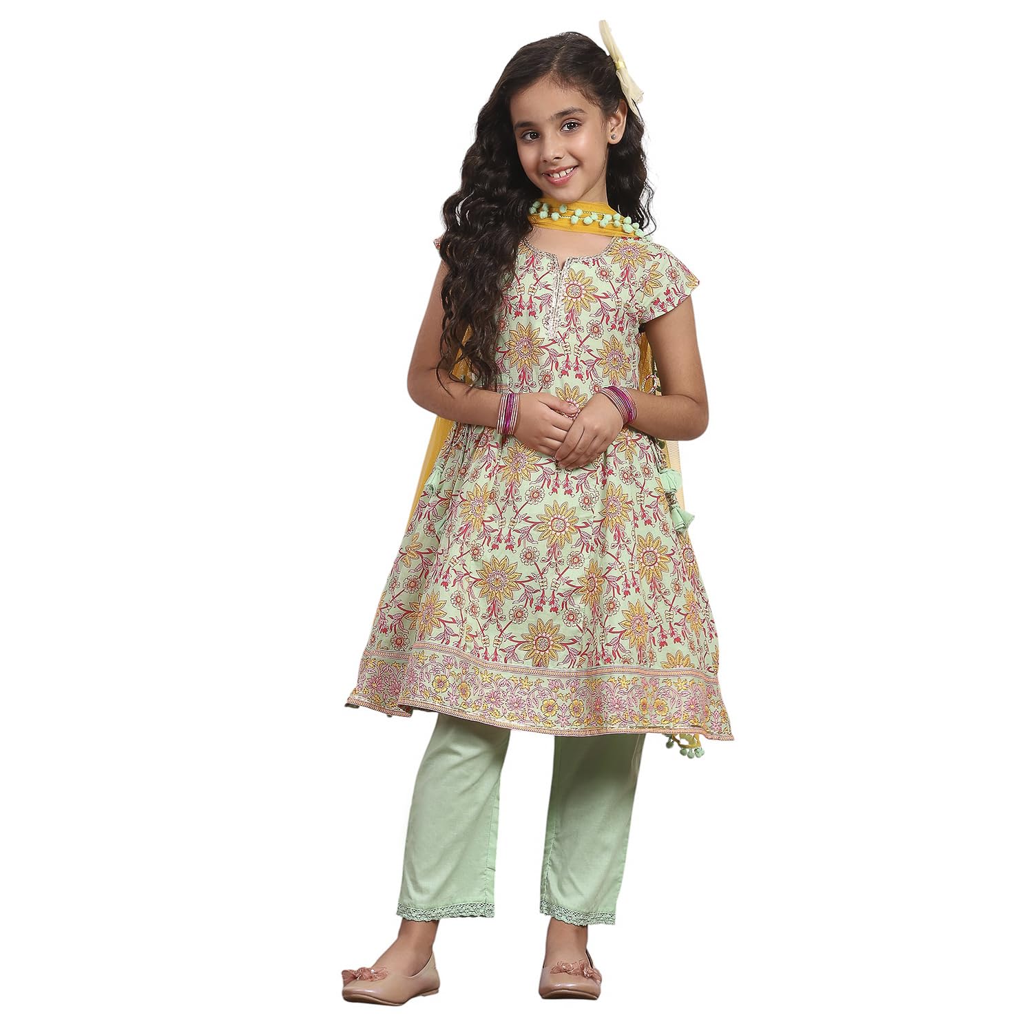 Biba Girls 100% Cotton Short Sleeve Floral Print Flared Kurta Set - Review, Price and Buying Guide