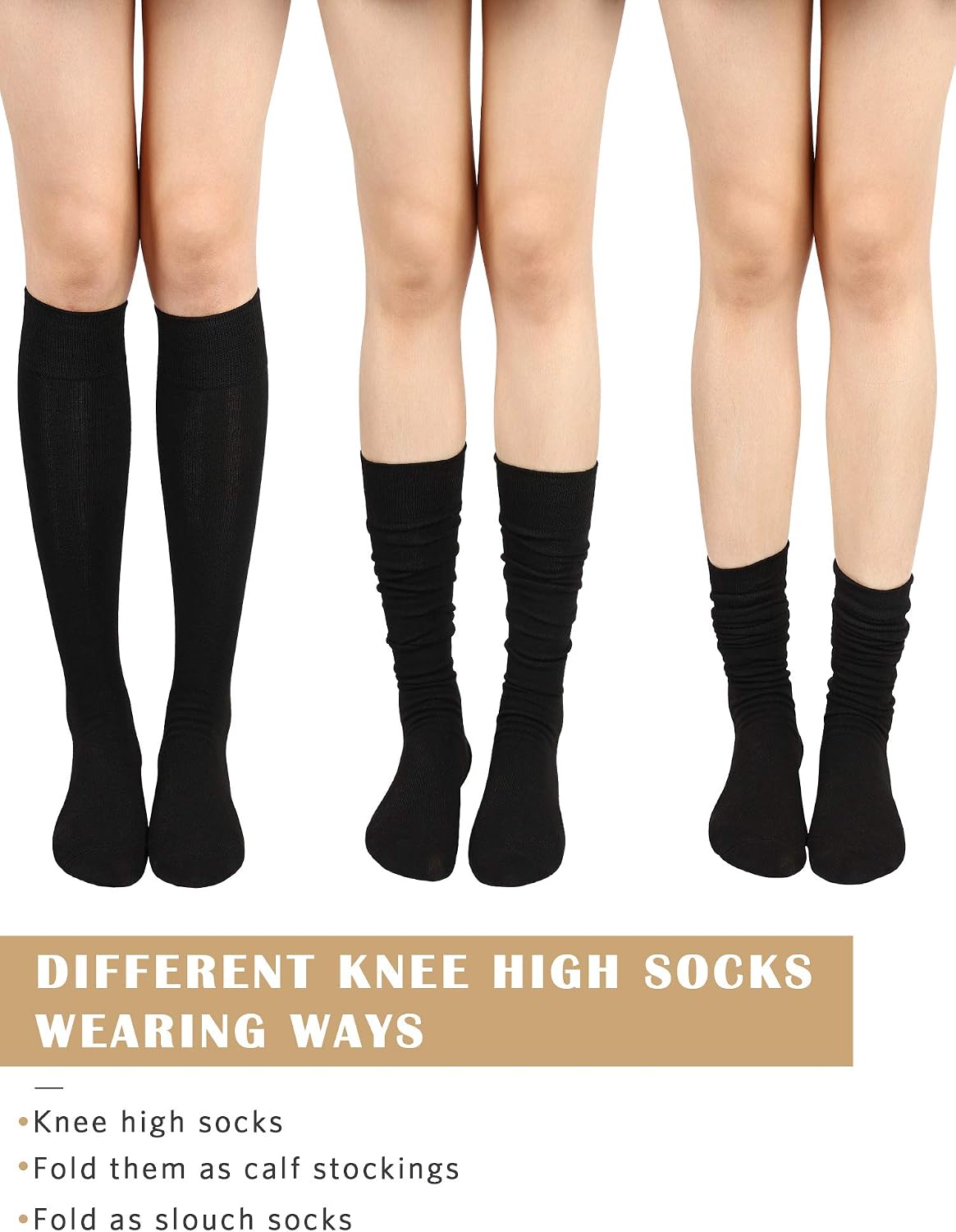 SATINIOR Knee High Socks Casual Solid Knit High Socks Boot Socks for Women