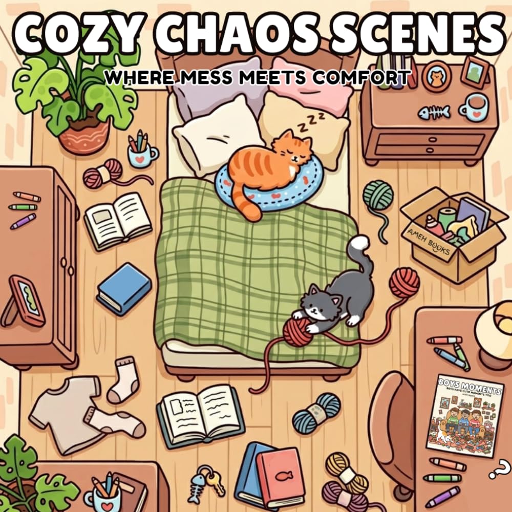 Cozy Chaos Scenes: A Cozy Coloring Book for Adults and Teens Featuring Relaxing, Cute, and Messy Everyday Moments (Cozy Corners Coloring Books)