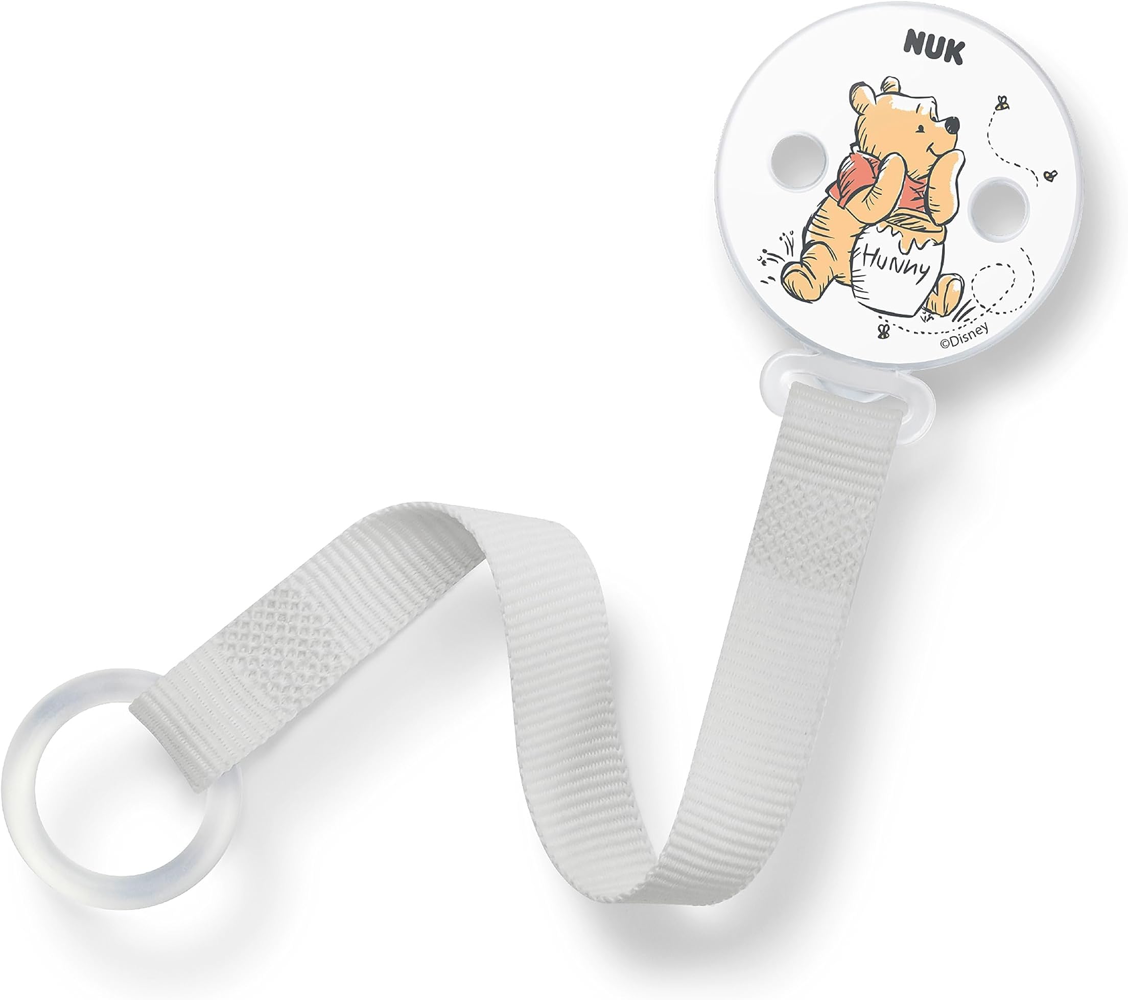 Disney Winnie The Pooh Dummy Band & Clip | for All Soothers with and Without Ring | Resilient and Shatter-Proof | 1 Count