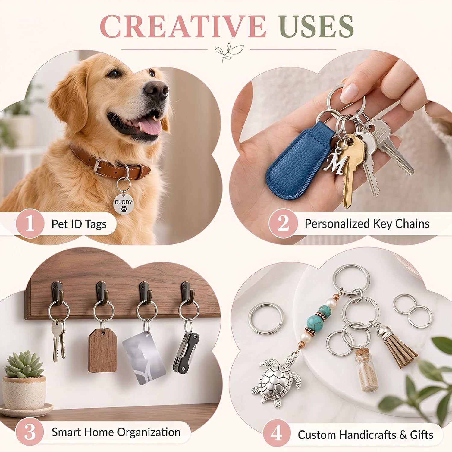 1000PCS Bulk Keychain Rings, Split Key Rings for Crafts,1 Inch (25mm)