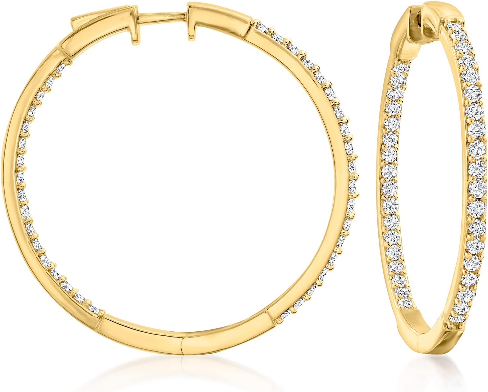Ross-Simons2.00 ct. t.w. Diamond Inside-Outside Hoop Earrings in 18kt Gold Over Sterling