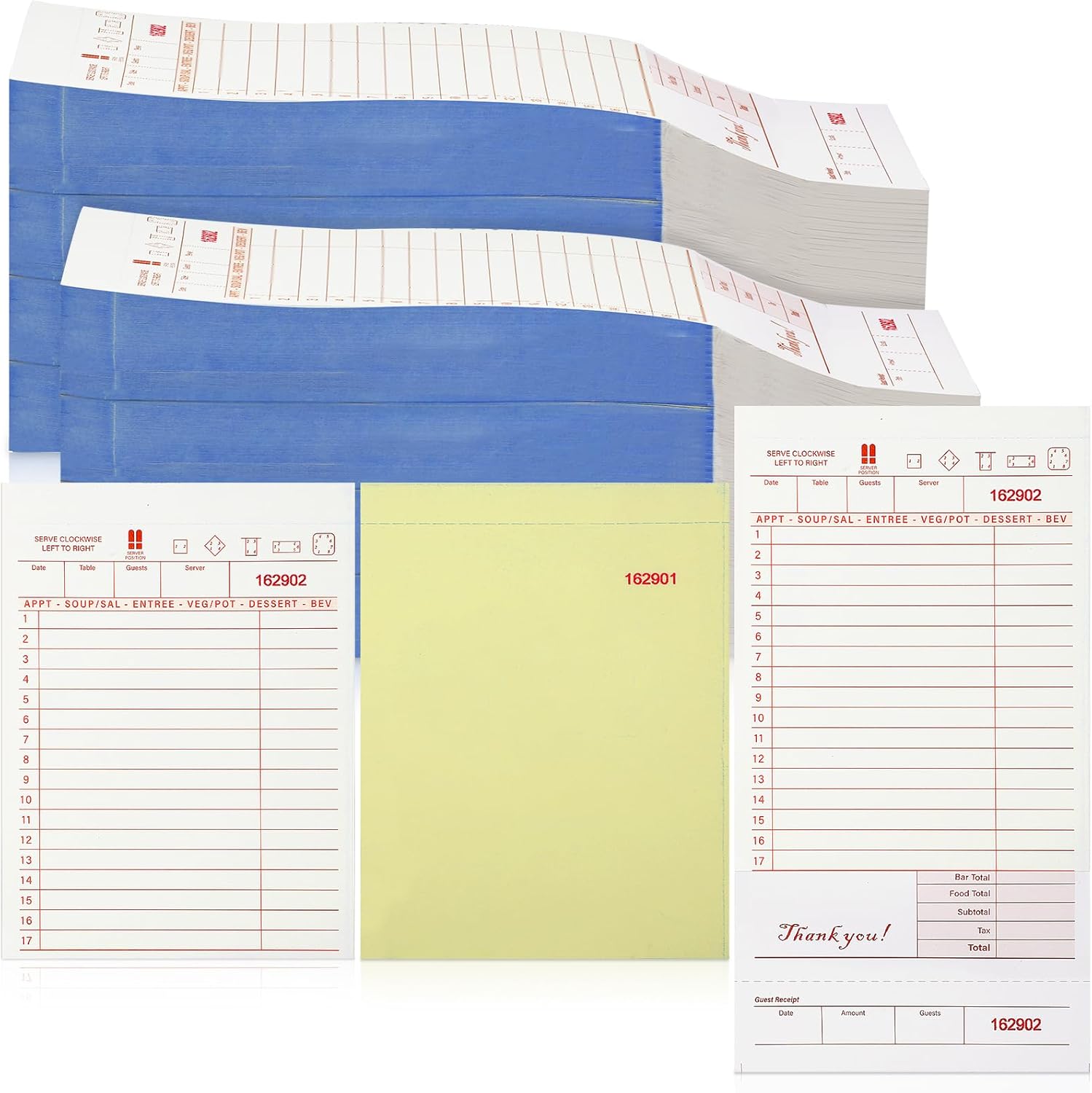Seajan 20 Pcs 3 Part Guest Checks Order Pads for Servers