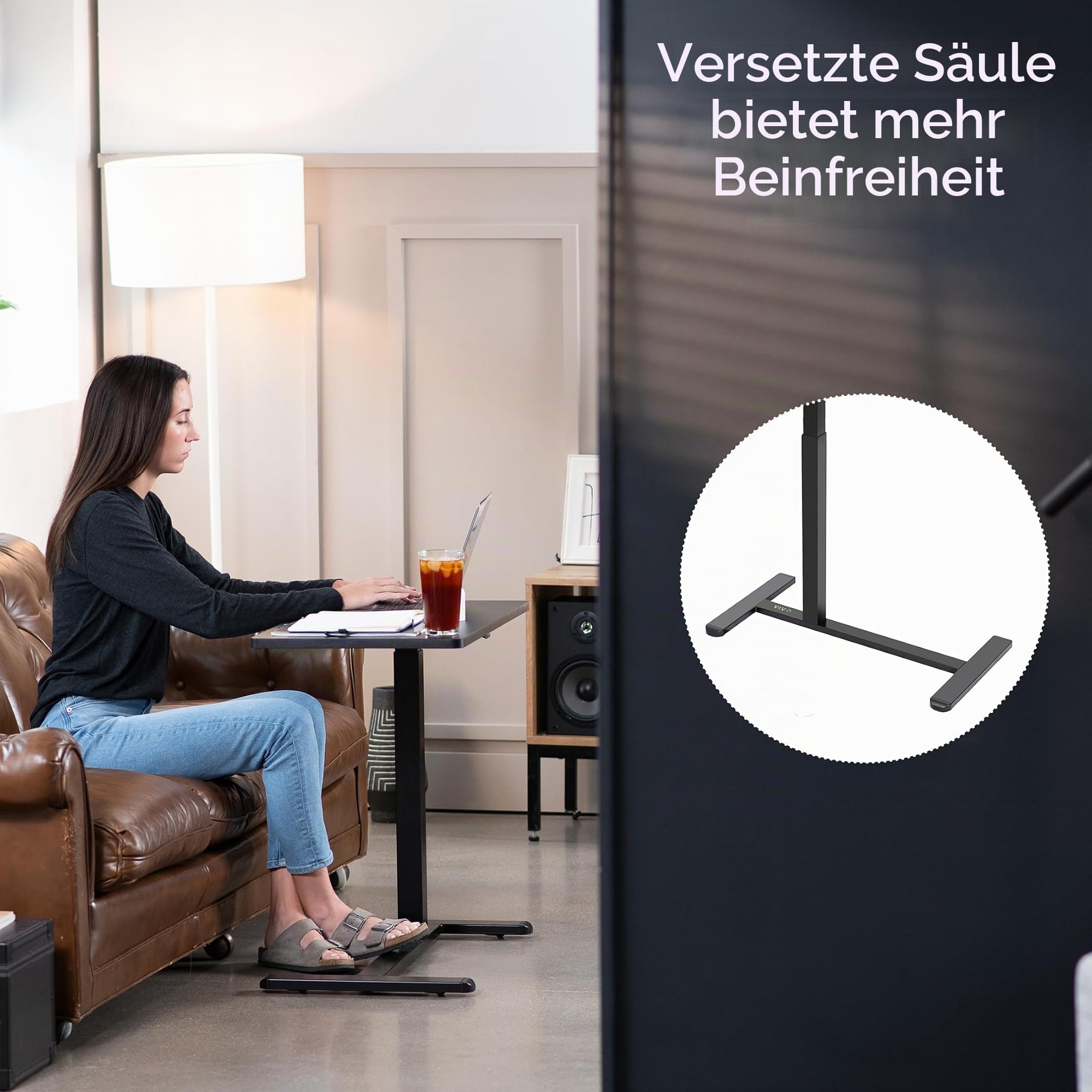 VIVO Pneumatischer Laptoptisch, 81,3 x 40,6 cm, mobiler Desktop mit versteckten Rollen, Nachtwagen, Laptop-Schreibtisch, medizinischer Schiebebetttisch, schwarz, CART-V02L