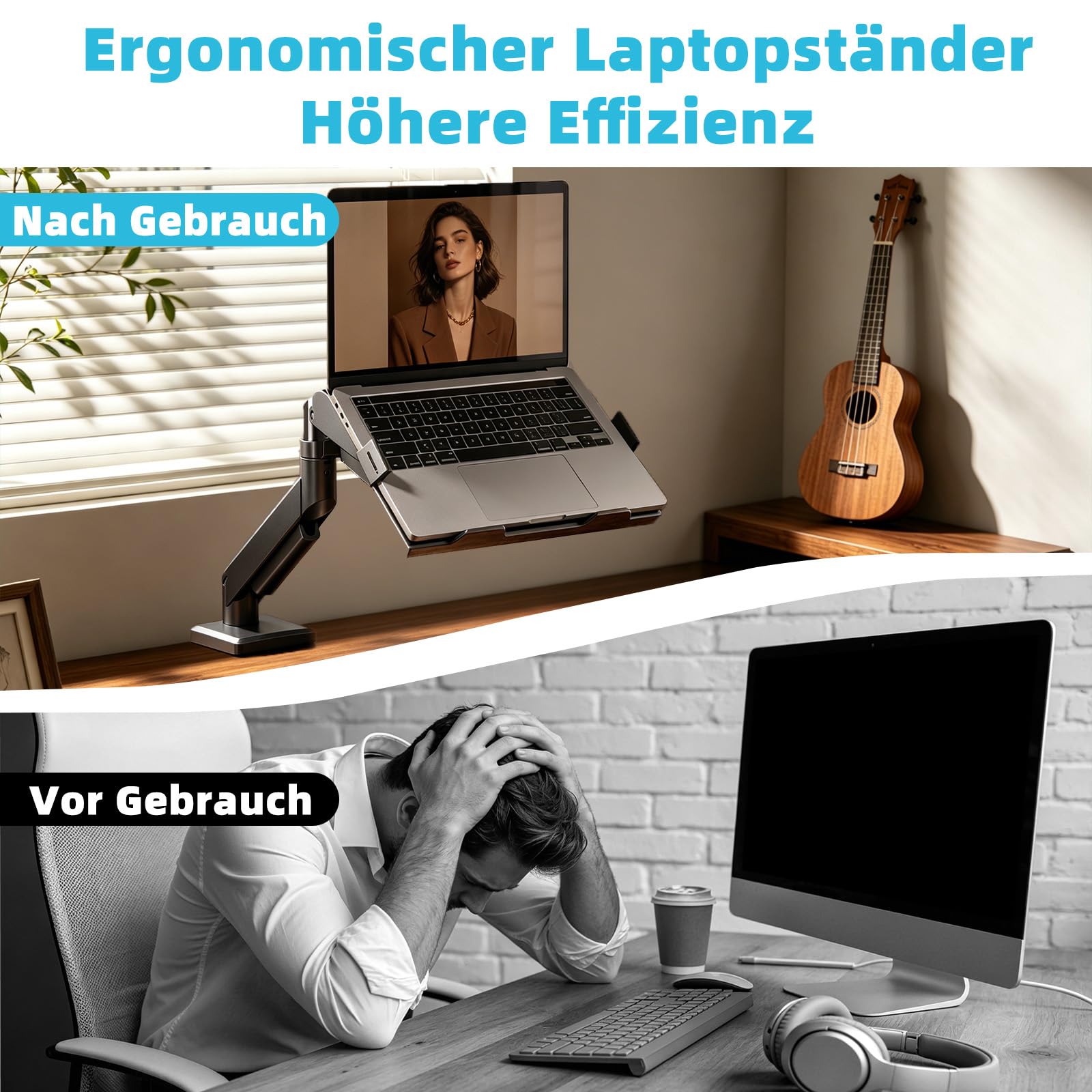 Supporto regolabile 2 in 1 per laptop | Supporto da scrivania per computer portatile da 11-17" e monitor da 17-32", supporta fino a 10 kg
