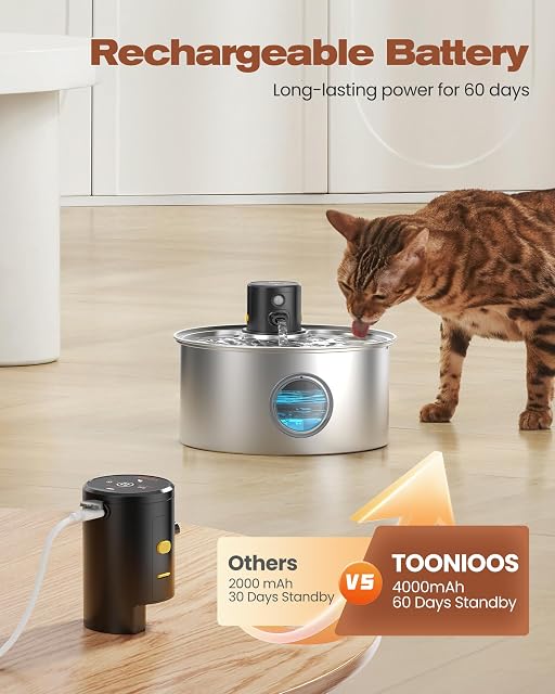 Foto 4 de 8 de Fuente para Gatos sin Cable: Bebedero Gatos Automatico Acero Inoxidable