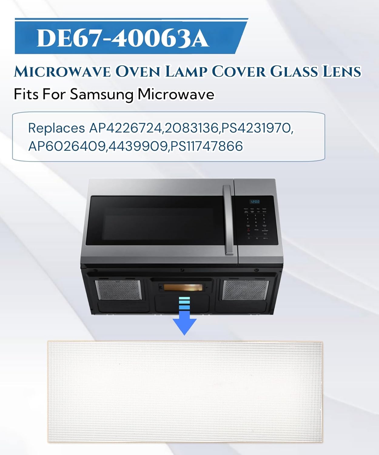 DE67-40063A Glass-Cook Top Lamp Fits for Samsung Microwave ME16H702SES,Replaces AP4226724 Microwave Oven Lamp Cover Glass Lens