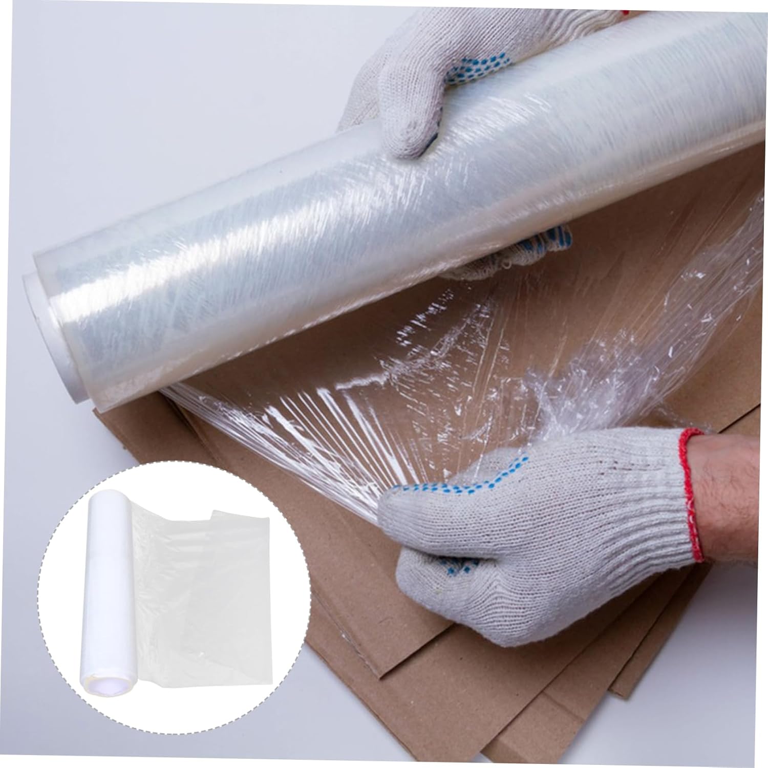Housoutil Heavy-Duty Stretch Film Wrap Wide Transparent Self-Adhesive Plastic for Industrial and Household Use Water and Strong Self-Adhesion for Efficient Packing