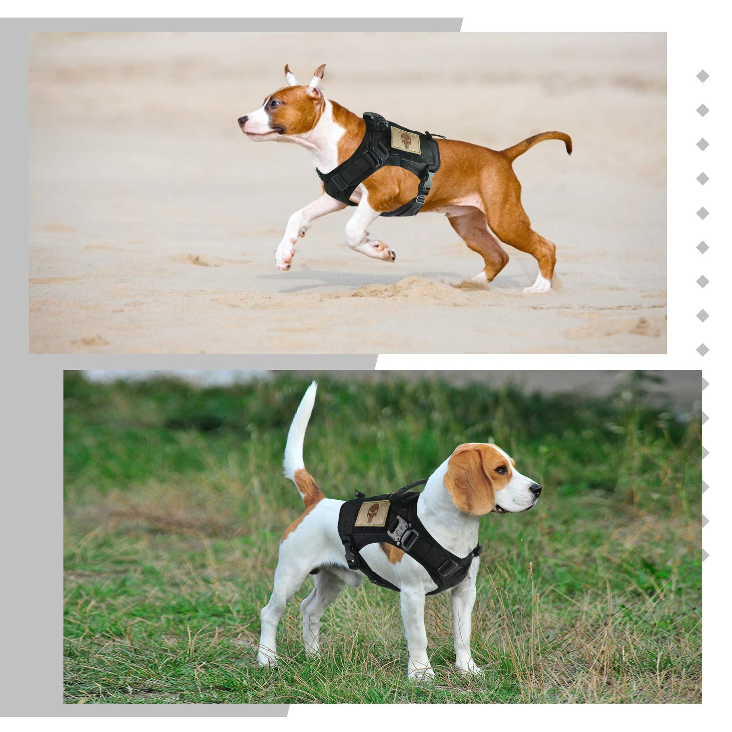 Tactical Service Hundegeschirr K9 Militär-Molle-Hundeweste für Outdoor-Training, Jagd, verschleißfest,63.5 cm) cm), Schwarz )