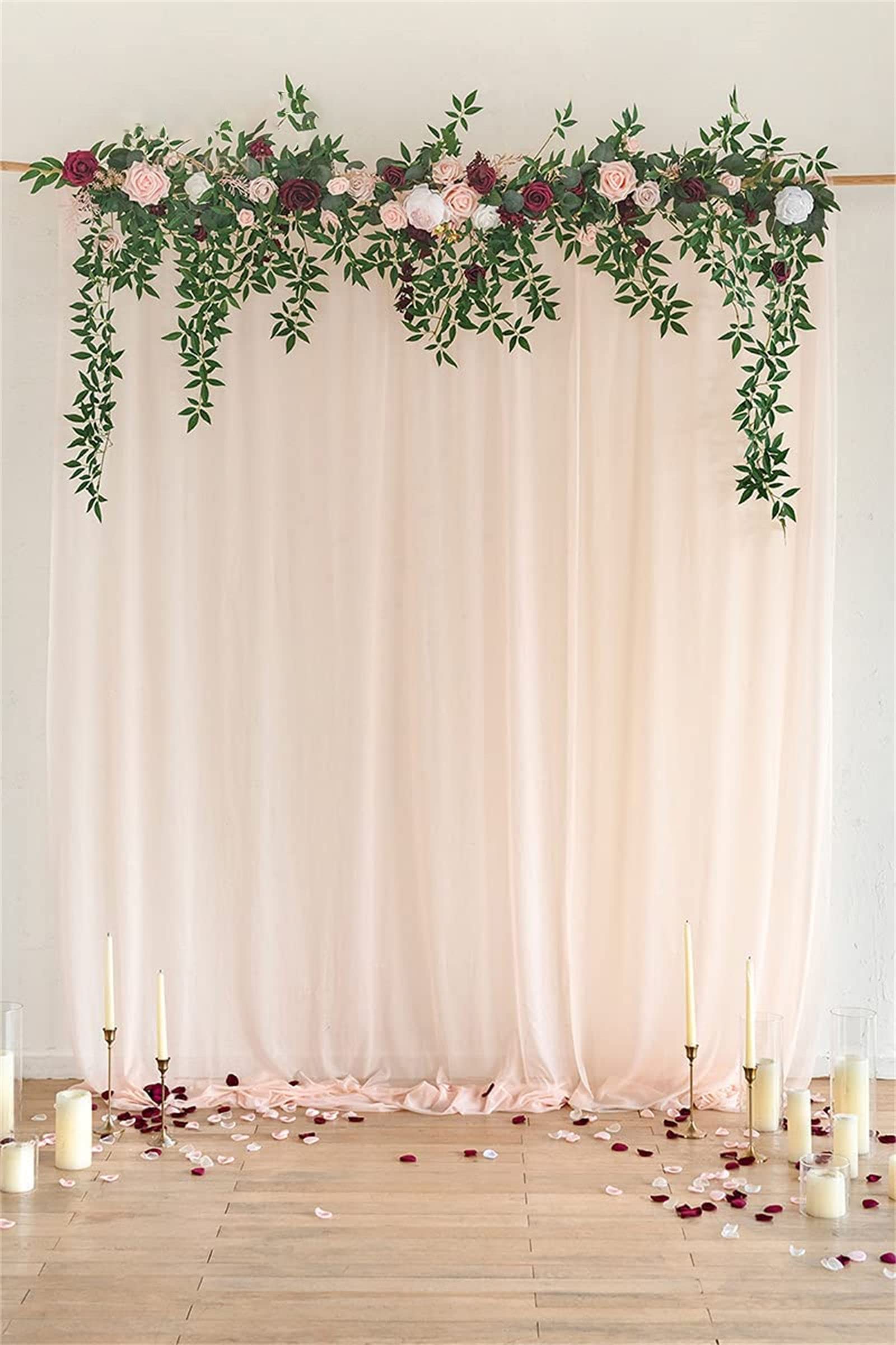 Künstliche Eukalyptusgirlanden für Hochzeitstische, weiße Rosen-Hochzeitsbogenblumen, Hochzeitsgirlande für französische Hochzeitszeremonie, Blumenbogendekoration