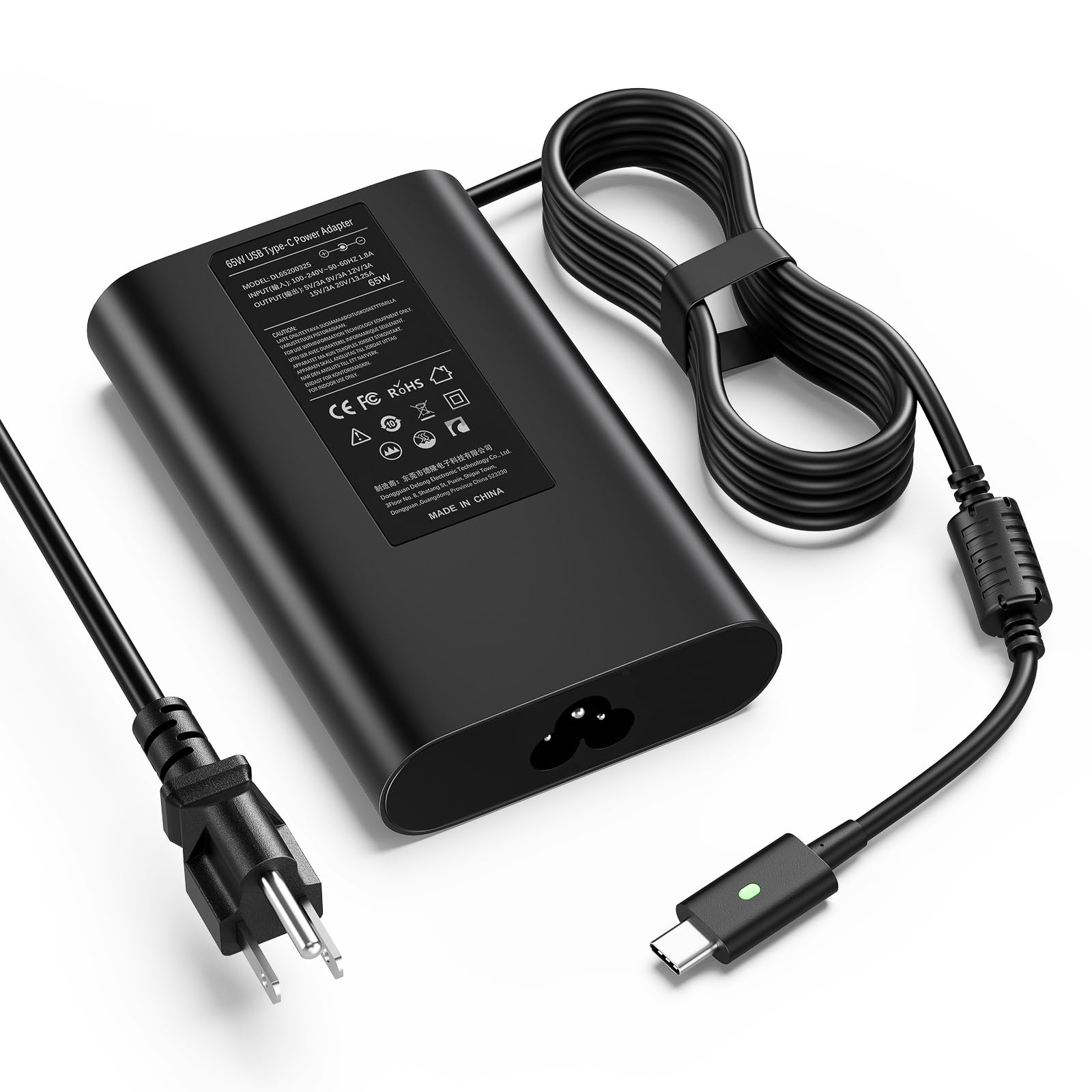 65W USB C Laptop Charger Compatible with Dell Latitude 5420 5520 Series XPS 12 9250, XPS 13 9350 LA65NM170 2YKOF Computer Type C Ac Adapter Power Cord