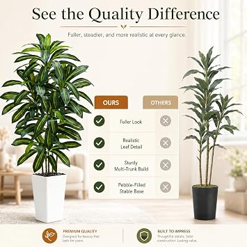 5 ft Artificial Plant Large Realistic Dragon Tree Indoor Artificial plants large artificial plant 150 cm high fake tree natural plant for living room office and entrance areas