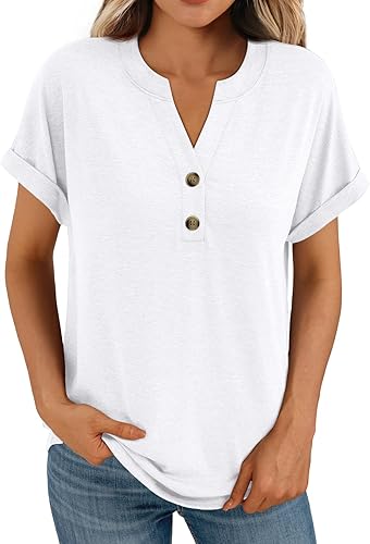 AUTOMET Women's Short Sleeve Shirts Henley Dressy Casual Summer Tops 2026 Spring Fashion Trendy Cute T-Shirts - 61% off