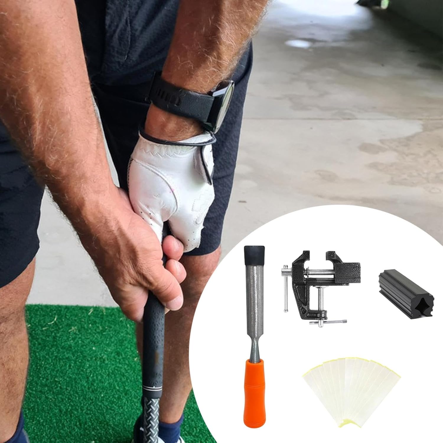 Golf Club Grip Vise Clamp Set, Grip Tape Remover Tool Convenient, Universal Easy to Use Bench Vise Golf Club Calibration Tool