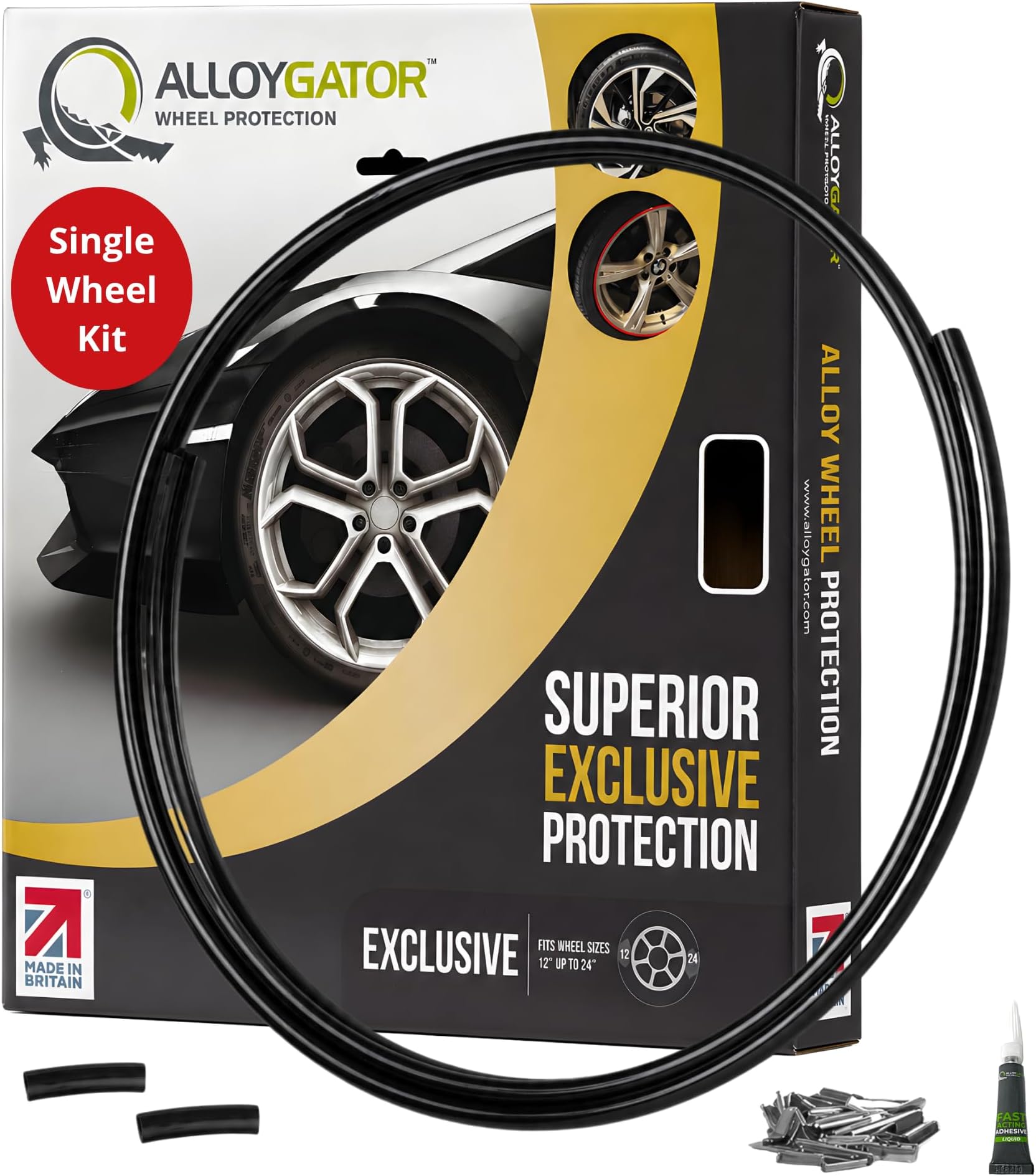 AlloyGator Single Replacement Profile | Alloy Wheel Protectors | Single Replacement only - 1 Wheel (Black)