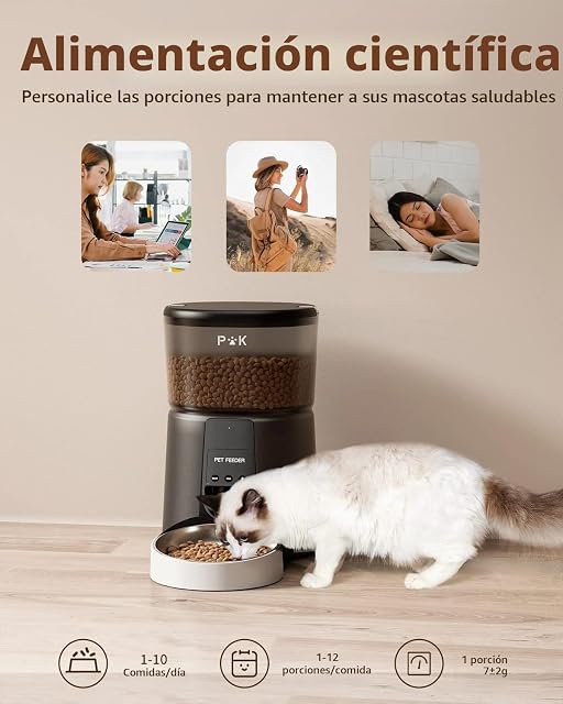 Foto 3 de 8 de PUPPY KITTY Comedero Gato Automatico, 2.4G WiFi 4L Dispensador Comida Gatos con Bol de Acero Inoxidable