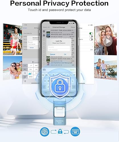 Miniatura 5 de Unidad flash de 256 GB para iPhone Photo Stick, USB Stick de transferencia de alta velocidad, unidades USB externas de almacenamiento de imágenes y