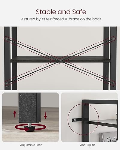 Miniatura 25 de VASAGLE Estantería de 6 niveles, estantería con marco de acero, estante para libros para sala de estar, oficina en casa, estudio, 11.8 x 26 x 73.2