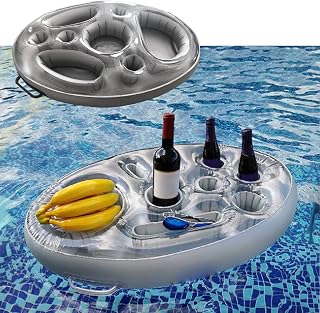 MOVKZACV Inflatable Floating Drink Holder, Summer Beach Outdoor Cup Holder, Portable Beverage Salad Fruit Serving Bar, Drink Float for Pools, Hot Tub, Party, Water Fun, Kids, Adults