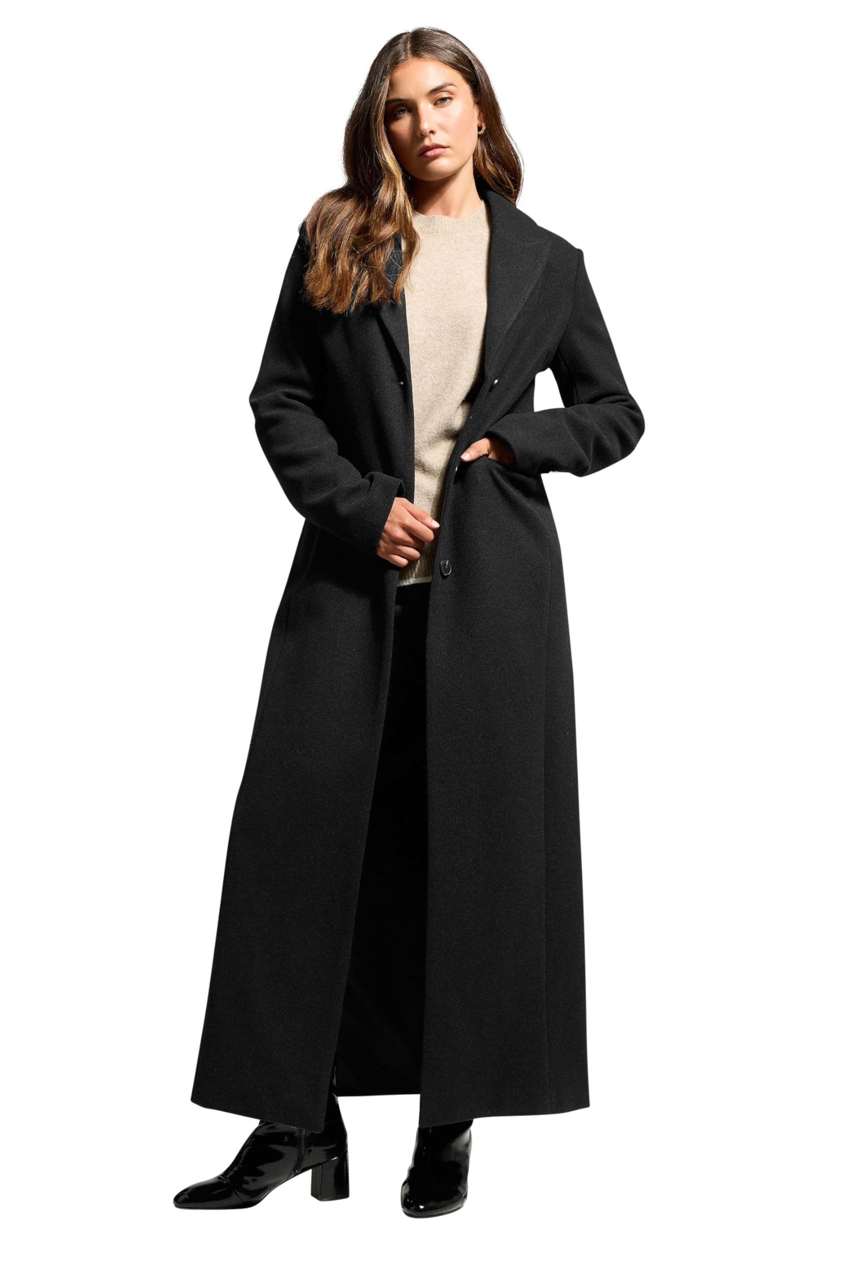 Long Tall Sally Women's Black Tall Formal Maxi Coat In Size 18