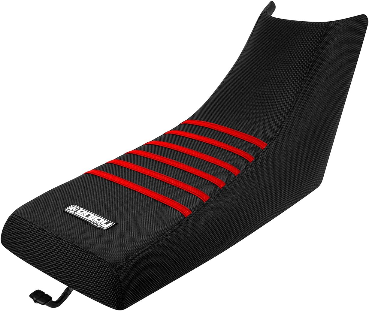 Enjoy Mfg Seat Cover - Compatible with Yamaha Warrior - All Black/Red Ribs #111